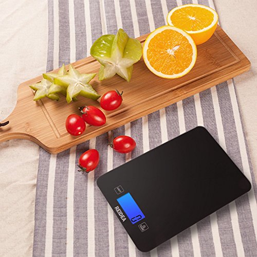 REIDEA Digitale Küchenwaage auf bis zu 1g mit Tara-Funktion, LCD Display und Batterien, 5kg Max, Schwarz - 3