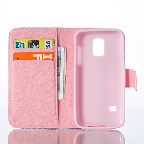 SKYXD für Samsung Galaxy S5 Mini Hülle Leder Romantic Couples Folio Klappbar Handy Tasche Schutzhülle [Magnet / Brieftasche Kartenfach / Standfunktion] Klapphülle mit [Handyanhänger + Eingabestift] Zubehör Set für Samsung Galaxy S5 Mini Case Bookstyle Flip Leather Cover With [Stylus and Dust Plug] - 4