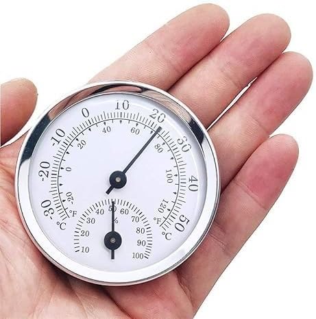 Indoor Outdoor Thermometer - Weather Dial Hygrometer Thermometer, No Battery Required Hanging Hygrometer for Wall, Table, Car, Greenhouse or Decorative, Round 4" in Diameter