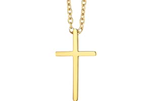 Richsteel Collier Croix Homme Or/Noir/Acier Inoxydable - Pendentif Croix avec Chaîne Réglable - Bijoux Chretienne Catholique Religion Croix pour Hommes Femmes Adolescents