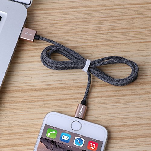 Puridea 3Ft/1M Nylon Braided iphone Charger Cable,Quick Charge 2.4A Lightning Charger Cable [Apple MFi Certified] for iPhone8 7 6s Plus, 5/5c/5s/SE iPad Air 2, iPad Pro and More (Space Gray)