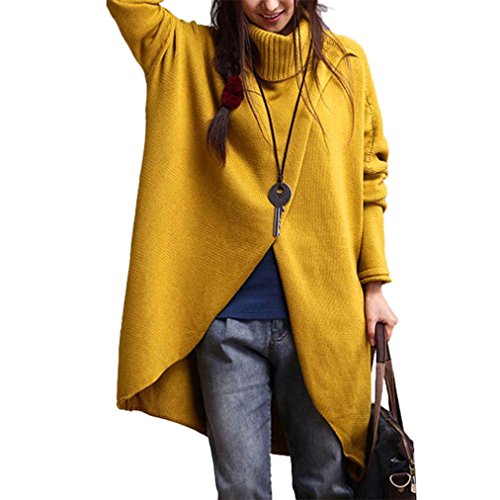 Preisvergleich Produktbild Tops Damen Pullover DOLDOA Rollkragen Asymmetrischer Saum Langarm Oberteile