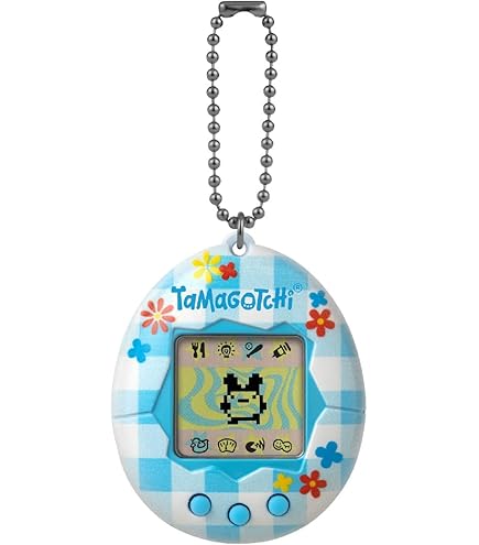 Tamacocoちゃんページ TAMAGOTCHI 42880 Bandai, Gen 2, Çiçek Gingham Kabuk Zincirli