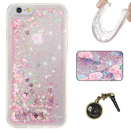 für Apple iphone6(4.7") Hülle, 3D Fließen Flüssig Schwimmend Treibsand Stern Bling Luxus Shiny Glanz Sparkle Kristall Crystal Bunte der Liebe Design zurück Tasche Schutzhülle für Apple iphone6(4.7") Liquid Case +Staubstecker