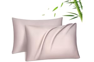 ‎FITTIA Fittia 2er-Set Lyocell Bambus Kissenbezug Bambusfaser Kopfkissenbezug Kissenhülle Seidig weichkühlend atmungsaktiv mit verdecktem Reißverschluss, Lotos Rosa, 40x80cm