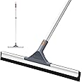 eazer Floor Squeegee Broom, Heavy Duty Scrubber with 17'' Rubber Blade, Adjustable 50.3'' Aluminum Pole, for Kitchen, Pool, Concrete, Tiles, Garages, Windows, Pet Hair Removal