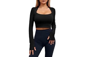 Imily Bela Damska koszulka z długim rękawem Slim Gym Top Quick Dry Sport Yoga Top Basic T-Shirt z wbudowanym biustonoszem