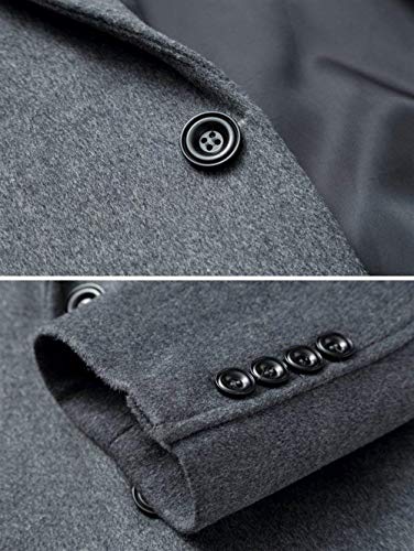 Warme Jacke Herren Wollmantel Wolljacke Mit Mit Langen Schmal Langem Jungen Schaft Einreihig Outerwear Coat (Color : Grau, Size : XL)