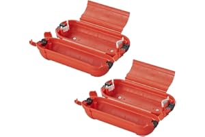 MULTIBROS Lot de 2 boîtes de sécurité pour fiches Schuko – Boîte de protection d'extérieur étanche (IP44) pour câbles, sécurité optimale pour les connecteurs enfichables, 21 x 8 x 8,5 cm (fiche Schuko, rouge)