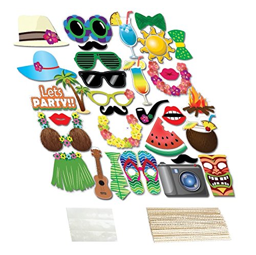 LUOEM Luau hawaiische Foto Accessoires Foto Requisiten Foto Stand Stützen für Sommer Strand Pool Luau Partei Dekor DIY Installationssatz Hochzeits Geburtstags Babyparty Bevorzugungen 32pcs - 3