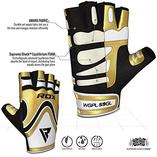 RDX Fitness Handschuhe Trainingshandschuhe Handgelenkschutz Crossfit Sporthandschuhe Rindsleder Gewichtheben workout krafttraining Bodybuilding Gym Gloves - 3