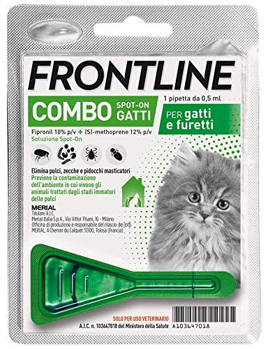Frontline | Combo Spot On Gatti e Furetti | Protezione da pulci, pidocchi, zecche, uova e larve di pulci | 1 Pipette | 0.5 ml
