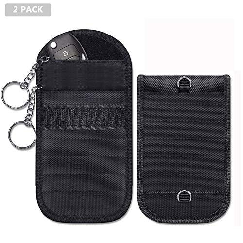 Faraday Bolsas, Orbeor Bloqueador de Señal de Llave sin Llave para Automóvil Estuche Bolsa Bolsa Antirrobo Señal de RFID Bolsa de Faraday con Llavero (Paquete de 2)