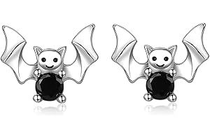 LINSTER Orecchini di Halloween in Argento Sterling 925 Zucca Pipistrello Ragno Fantasma Orecchini a Lobo Gioielli per Festa di Halloween Volto Sorridente Zucca per Donne Ragazze Adolescenti