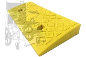 IMUNKT Rampe En Caoutchouc De Trottoir, Rampe De Seuil Pour Marche Hauteur 5-13 Cm, Rampe De Bordure Pour Trottoirs, Voitures, Camions, Accès, Vélos, Motos, Chiens, Fauteuils Roulants(Yellow,50*27*13c
