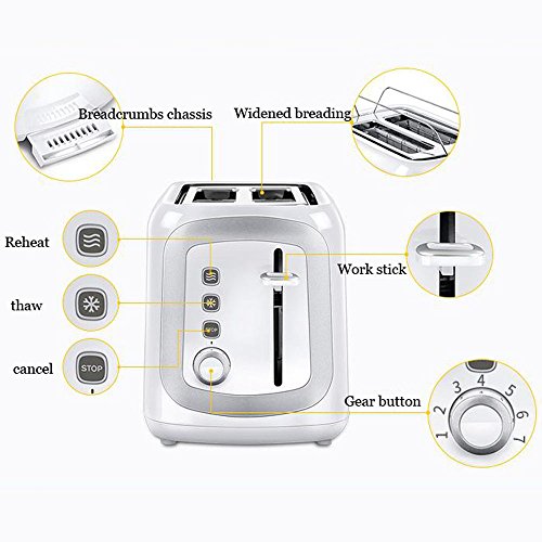 NQFL Toaster Home Breakfast Maker Mini Toaster Tug Driver Small White Stainless Steel 2 Pieces,White-31.9*17.6*20.5cm