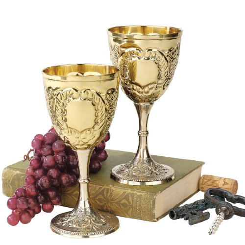 Design Toscano Der Königliche Kelch, Geprägte Messingkelche: 2er-Set - 2