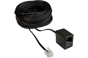 AERZETIX: Cable alargador telefónico RJ11 6p4c conectores macho hembra de Ethernet ADSL módem (15 metros)