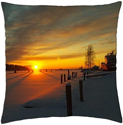atardecer_en_el_rio - Throw Pillow Cover Case (18" x 18")