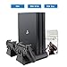 Produktbild [Verbessert Ausführung] ieGeek Vertical Stand für PS4 / PS4 Pro / PS4 Slim, Dual Playstation Ladestation Standfuß mit 3 Kühler Lüfter, 12pcs Spiele-Disc-Halter Universal für PS4 / PS4 Slim / PS4 Pro