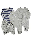 The Essential One - 3 Pack Baby Boy Bear Sleepsuits Babygrows- Blue Grey - ESS137