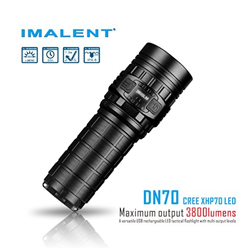 IMALENT DN70 Multi-Level-Ausgang Tactical Cree LED Taschenlampe 3800LM Max Output OLED Display USB aufladen Taschenlampe Lichter mit 4500mAh 26650 Akku und Ladekabel