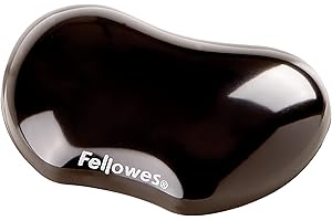 Fellowes Mini Repose-Poignet Crystal Gel Fellowes, Ergonomique, Repose-Poignet Pour Souris Gel Transparent Noir, 18 x 122 x 88 mm