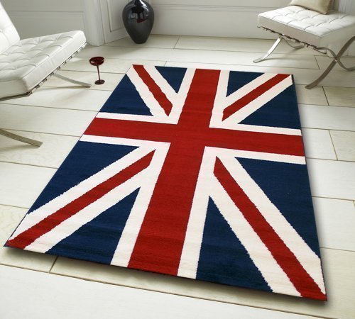 New Union Jack Design Rug - Great Britian Flag Blue Red and White - Great For Kids Bedrooms - Sports Rooms - Olympics 2012 - Now Available in 2 Large Sizes, 80 x 150cm
