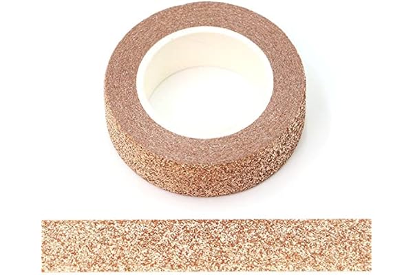 Syntego Ruban Washi à Paillettes, Auto-Adhésif pour Artisanat Décoratif avec Garniture Pailletée Adhésive (Or Rose, 15mm * 5m)