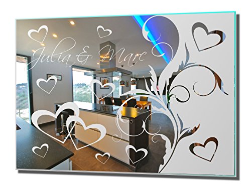 Motivspiegel Liebe 13 Wandbild Wanddeko Spiegel mit Gravur Liebesbeweis Geschenk zum Jahrestag (30x40cm)
