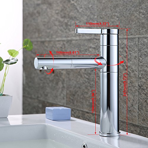 Homelody 360° drehbar Wasserhahn Bad Waschtischarmatur mit Ausziehbar Brause Waschbeckenarmatur Badarmatur Waschtisch Waschbecken Armatur für Badezimmer - 3