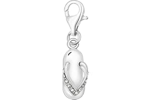 Quiges Donna Ciondolo Charm in Argento Infradito per Braccialetti di Charm e Bead