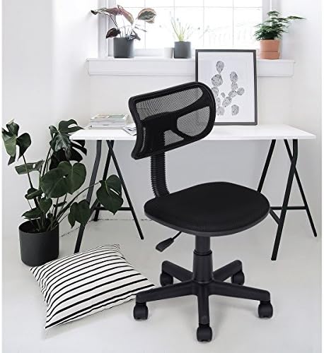 Modern Ergonomic Low-Back Computer Chair Armsless with Fabric Pads Black