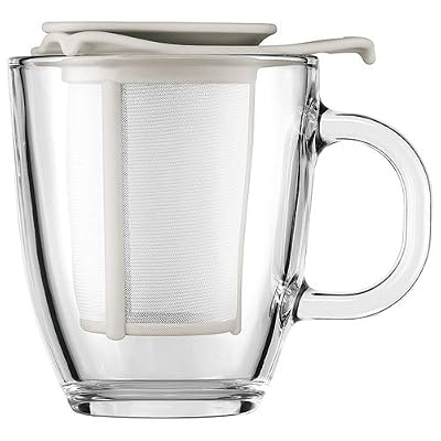 Bodum K11239-913 Yo-Yo Set de Mug/Filtre Verre/Nylon Blanc 0.35 L