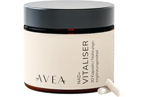 ‎AVEA AVEA NAD+ Vitaliser-Kapseln (30 Kapseln) – Nicotinamide Riboside ist eine Alternative zu NMN – Natürliche Quelle von NAD+-Antioxidans mit Vitamin B12 und Grüntee-Extrakt für Energie