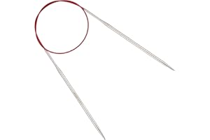 Reessy 4mm Circular Knitting Needles 60 cm Long, Stainless Steel Round Knitting Needle with Flexible Cable, Round Needles with Size Marked, Fixed Circular Knitting Pins for Knit Project