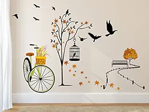 Amazon Brand - Solimo Wall Sticker for Living Room(Ride through Nature, ideal size on wall: 140 cm x 100 cm),Multicolour