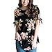Produktbild Hffan Damen Tops Bluse Pullover Bluse Blusen Blumen Damenstern Kurzarm-Bluse Streifen Rundhalsausschnitt Sommerhemd Frauen T-Shirt Sweatshirts Pulli Blusentop Sommerbluse tanktops (Schwarz, XL)