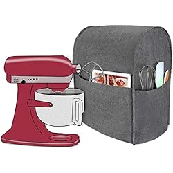 Luxja Housse de Protection Anti-Poussière pour KitchenAid Robot pâtissier et Accessoires supplémentaires (Convient aux 5,6-7,5 Litre KitchenAid Robot pâtissier), Gris