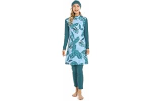 TaissBocco Muslimischer Badeanzug für Frauen Islamische Bademode 3PCS Burkini Full Coverage Badeanzug Plus Size Modest Bademode