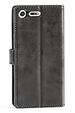 Mulbess Ledertasche im Ständer Book Case / Kartenfach für Sony Xperia XZ Premium Tasche Hülle Leder Etui,Schwarz - 