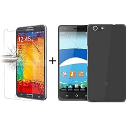 TBOC Pack: Funda de Gel TPU Negra + Protector Pantalla Vidrio Templado para ZTE Blade A506 [5.2 Pulgadas]. Silicona Ultrafina y Flexible. Protector Resistente a Golpes Caídas y Arañazos