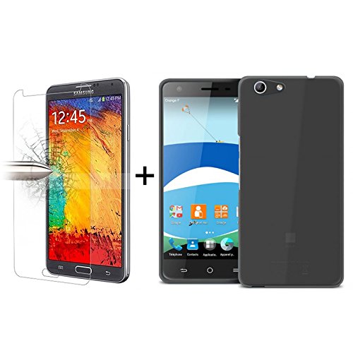 TBOC Pack: Funda de Gel TPU Negra + Protector Pantalla Vidrio Templado para ZTE Blade A506 [5.2 Pulgadas]. Silicona Ultrafina y Flexible. Protector Resistente a Golpes Caídas y Arañazos