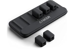 Anker Zarządzanie kablami, magnetyczny uchwyt na kabel, opaska kablowa, 5 klipsów do kabli Lightning, kabla USB-C, mikro kabel, przyklejanie do drewna, marmuru, metalu i szkła (Czarny)