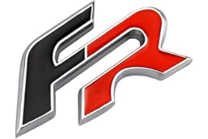 SUNGLOW Emblema FR para Trasero Compatible con Seat - Gama FR - Insignia Metal FR edición - Adhesivo para carrocería - Distintivo FR - 4.5 x 6.5 - Letra F en Negro y Letra R en Rojo