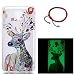 Produktbild Schutzhülle für LG X Screen, GOCDLJ Ultra Thin TPU Luminous Fluoreszierendes Licht Leuchtende Nacht Hülle Muster Gel Skin Transparent Bumper Rand Cover Tasche Bunte Handyhülle Protective Case Schale schützende Durchsichtig Rückschale Clear Rubber Pattern Fall Handytasche Weiche Ränder Etui + Chinesischer Stil Rote Armbänder für LG X Screen Design Farbe Hirsch