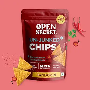 Open Secret Unjunked Tandoori Supergrain Chips - No Added Maida | Baked | Healthy & Tasty Snacks Food for Kids, Adults & Family | Rich in Protein | Diet Snack Pack