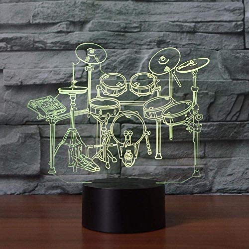 3D Night Light Drum Set Led 3D Night Light Instrumentos Musicales 3D Lámpara De Mesa Niños Habitación Infantil Iluminación Decorativa Gran Regalo