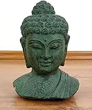 Buddha stone bust, green stone head from Bali, beautiful spiritual accessory (Indonesia)