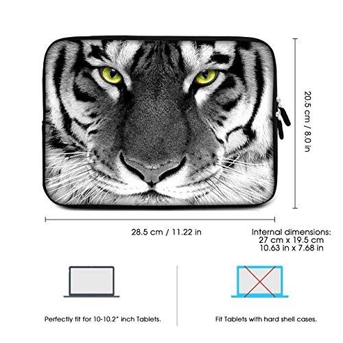 SIDORENKO Tablet PC Tasche f  r 10 - 10 1 Zoll   Universal Tablet Schutzh  lle   H  lle Sleeve Case Etui aus Neopren  Grau   Wei  